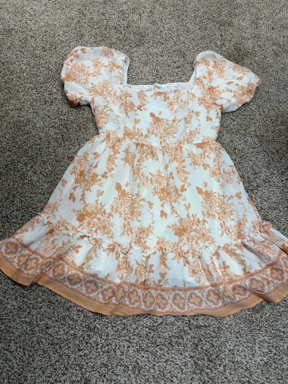 Blu Pepper Cream Floral Puff-Sleeve Mini Dress Size Large - Picture 4 of 10